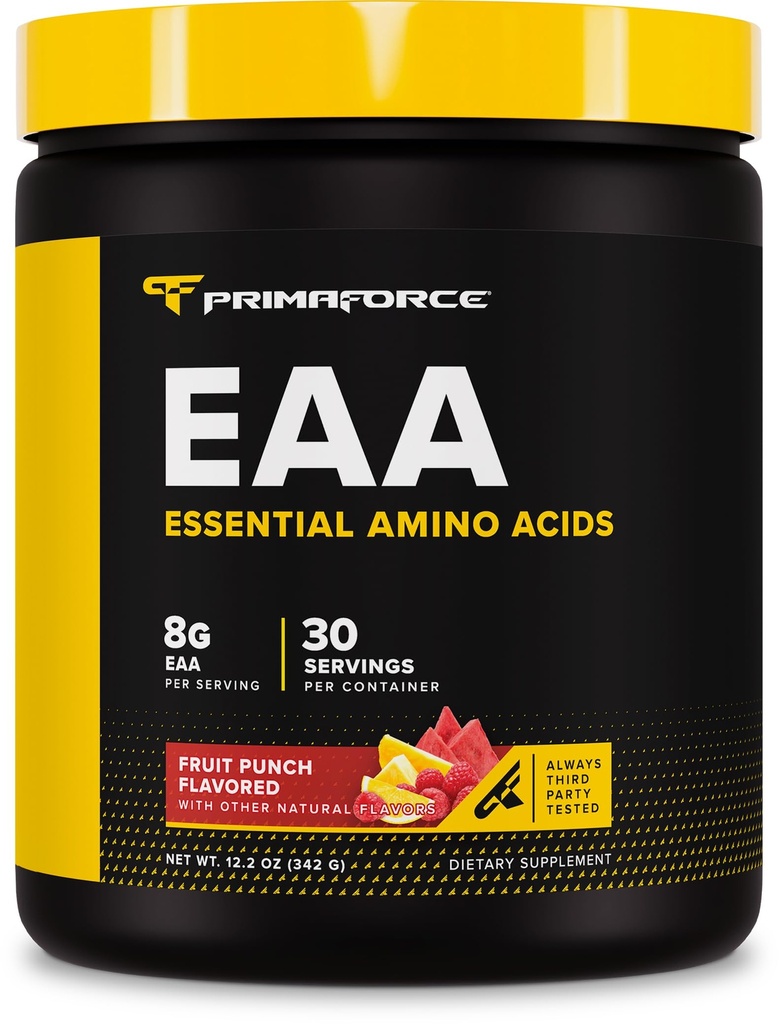 Primaforce EAA Powder (30 서빙, 과일 펀치 맛) | 사전 / 인트라 운동 및 복구를위한 필수 아미노산 - Non-GMO 및 글루텐 무료
