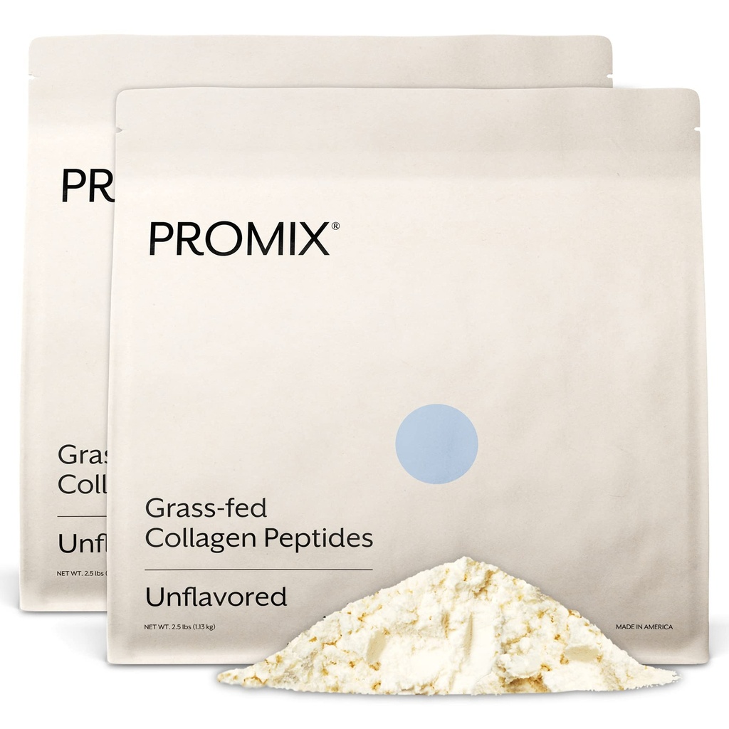 Promix Hydrolyzed Collagen 펩타이드 - 유형 1 잔디 Fed Collagen, 4.7g 글리신, 유형 3 생체 활성 펩타이드 - Unflavored - 2.5 파운드 (팩 2)