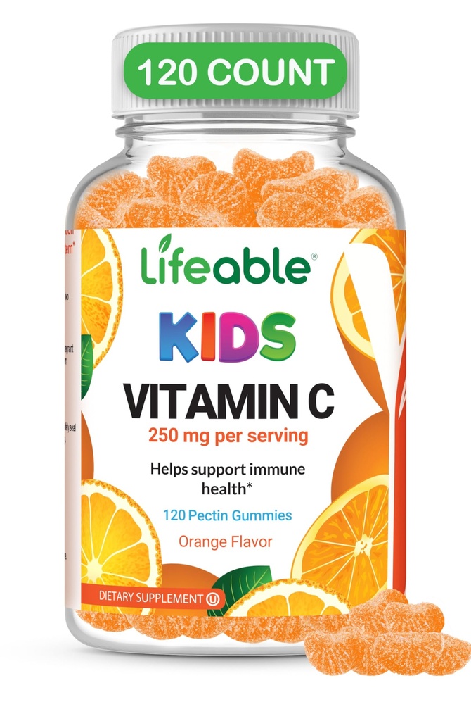DOCTOR의 FINEST 비타민 C Gummies for Kids - Vegan, GMO Free & Gluten Free - Great Tasting Orange 풍미 Pectin Chews - 아이 다이어트 보충 - 비타민 C의 250 mg - 120 젤리 [60 복용량]