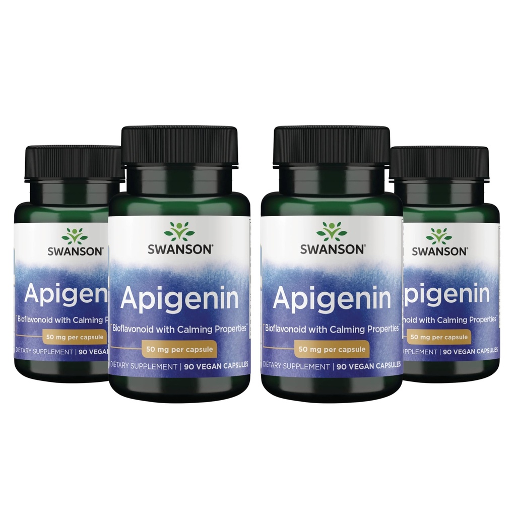Swanson Apigenin-Bioflavonoid 보충교재 자연적인 전립선 지원-Metabolism & Nerve 건강 지원할 수 있습니다 수면 & Relaxation 90 모자, 50mg 각 4 팩