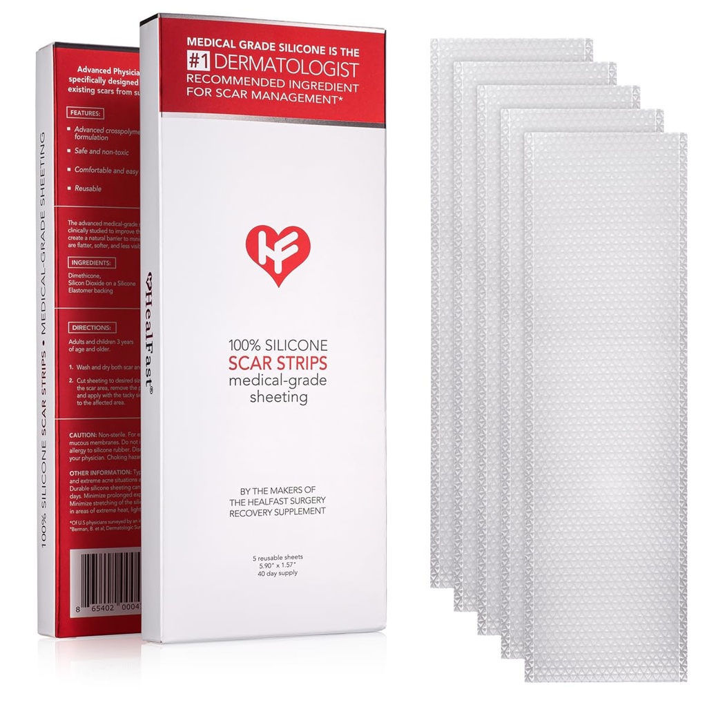 HealFast Physician 공식화된 실리콘 흉터 장 - 수술, C 단면도, Keloids & Hypertrophic 흉터를 위한 진보된 Crosspolymer 의학 급료 실리콘 흉터 지구 - 흉터 (5 장)를 위한 실리콘 테이프