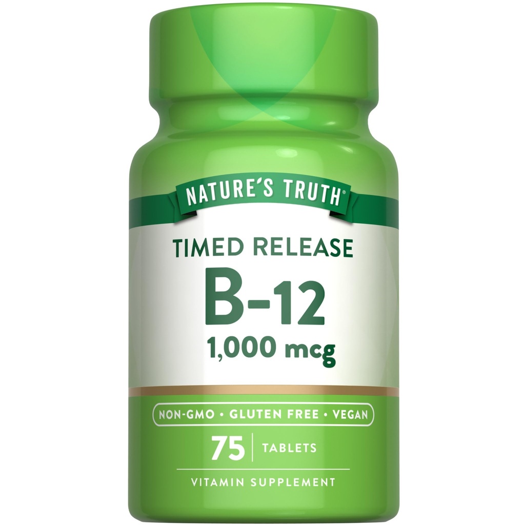 자연의 진실 비타민 B12 1000 mcg | 75 Timed Release Tablets | Vegan, Non-GMO & 글루텐 무료 보충