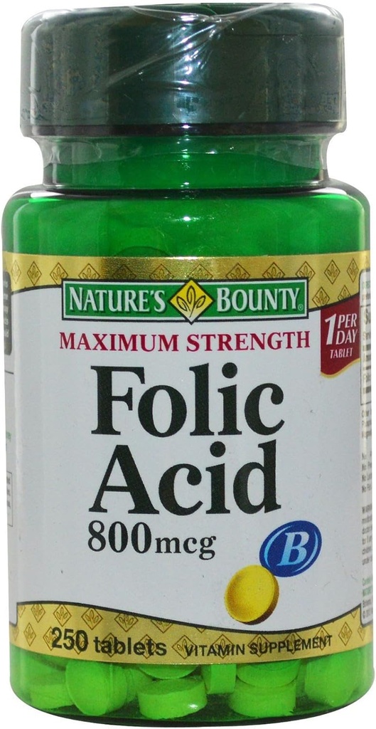 성격 Bounty Folic 산 800 mcg 정제 최대 힘 250 ea (포장 5)