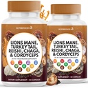 사자 Mane 버섯 보충 터키 꼬리 Reishi Cordyceps Chaga Marshmallow 뿌리 - 120 조사