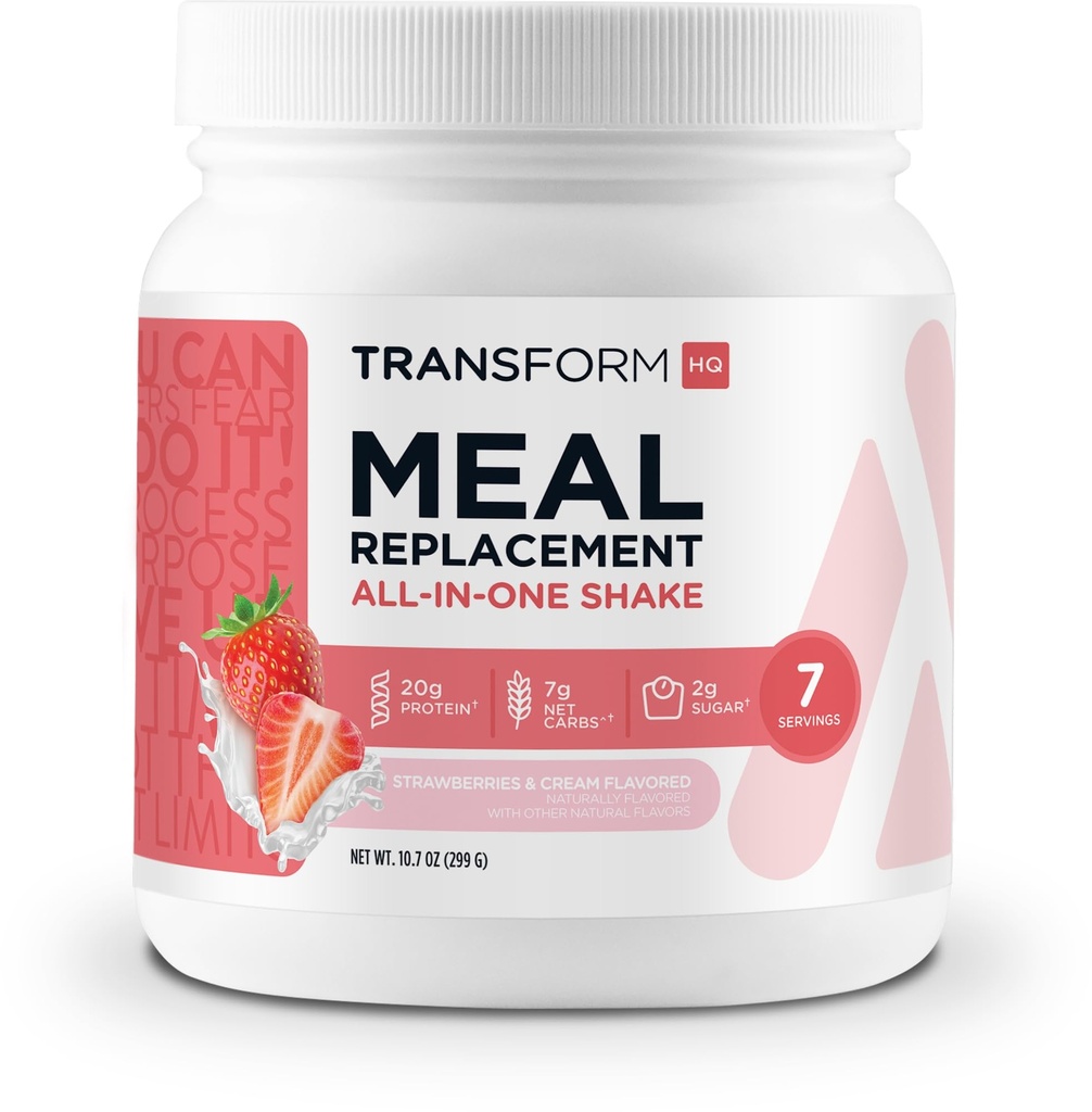 TransformHQ 식사 교체 Shake 분말 7 서빙 (딸기 & 크림) - 글루텐 무료, 비 GMO
