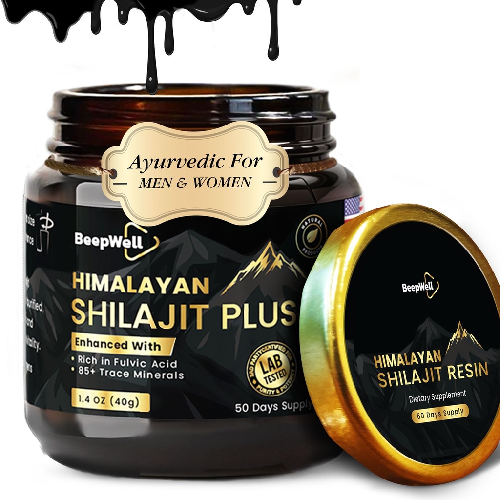 남자 & 여자를 위한 순수한 Himalayan 유기 Shilajit 수지 추출물 - 남자 여자 금 Ayurvedic, Fulvic 산 85 + Trace 무기물, 50 서빙, 40 그램을 위한 100% 자연적인 Ashwagandha 까만 고추 Shilajit 수지