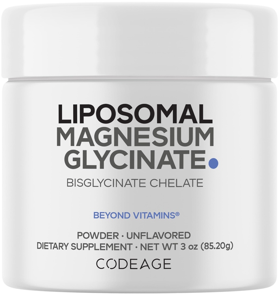 Codeage 마그네슘 글리세린 분말 보충교재, 2-Month 공급, Bisglycinate 마그네슘 킬레이트, Unflavored, Liposomal 납품, 킬레이트 마그네슘 분말 무기물, 비 GMO 채식주의자, 3개 oz