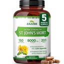 Zazzee 여분 힘 St. John's Wort 20:1 추출물, 8000 mg 힘, 0.3% Hypericin, 150 Vegan 캡슐, 5 달 공급, 집중된, 표준화한 20X 추출물, 100% 채식주의자, 비 GMO, All-Natural