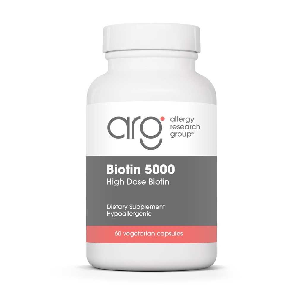 알레르기 연구 그룹 Biotin 5000 보충교재 - 5000mcg Biotin, 머리, 피부 및 못, 높은 복용량, 채식 캡슐, Hypoallergenic, 글루텐 무료 - 60 조사를 위한 비타민