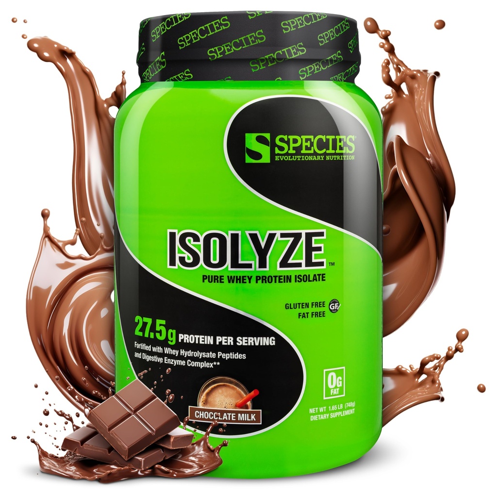 Species 영양 Isolyze Whey Protein Powder, 100 % Whey Isolate 근육 건물, 27.5g Protein Per Scoop, No Sugar & Low Fat (Chocolate Milk, 22 서빙)