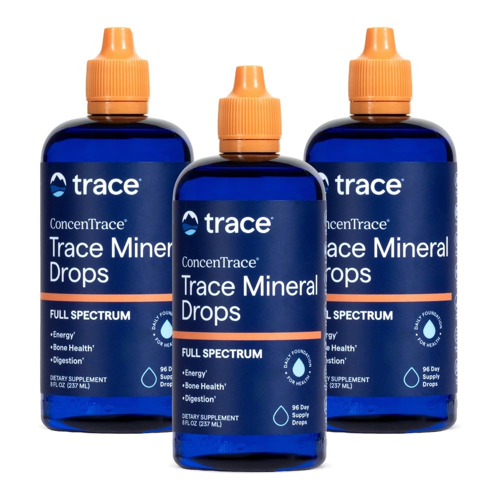 Trace Minerals ConcenTrace Drops | 전체 스펙트럼 광물 | 이온 액체 마그네슘, 염화물, 칼륨 | 낮은 나트륨 | 에너지, 전해질, 히드라이즈 | 288 일 공급, 8 fl oz (포장 3)