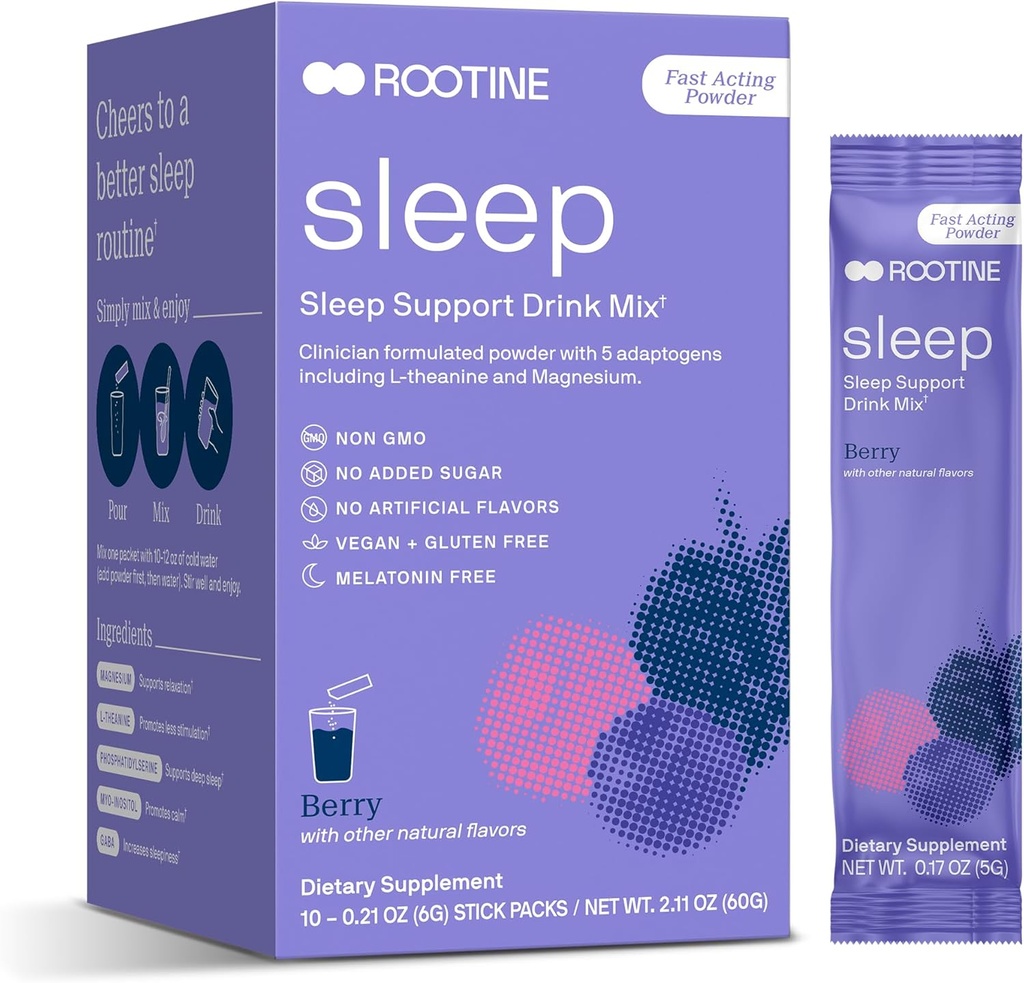 Sleep Supplement, Melatonin-Free 마그네슘 Calm 분말, GABA, L-Theanine, Myo-inositol, Calm Sleep Drink Mix to Help Relax, Sleep Powder, Magnesium Powder for Sleep, Super Calm Drink Mix 24pk