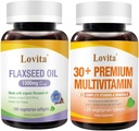 Lovita Cold-Pressed Flaxseed Oil & Premium Multivitamin for Adults 30+ Nutrients 번들 (Vegetarian)