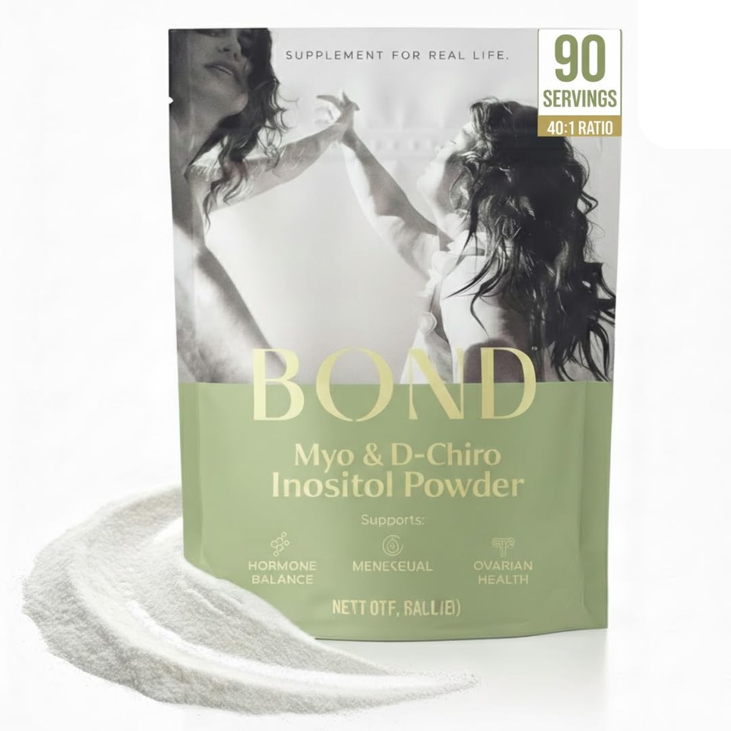 Bond Myo-Inositol & D-Chiro Inositol 분말 - 호르몬 균형, 사이클 정규성 & Ovarian 지원 여성을위한 보충 - 40 : 1 비율 공식 - Vegan, Sugar-Free, 90 서빙
