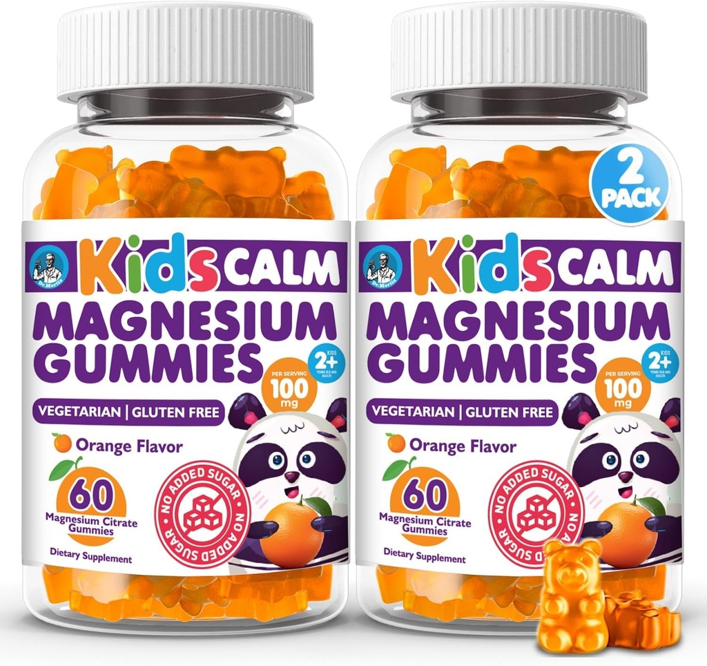 Moritz Calming 박사와 Relaxing Kids Magnesium Gummies, Non-GMO 및 Low Sugar Magnesium Kids Chewy 보충제, 수면 Gummies Kids, 오렌지 풍미