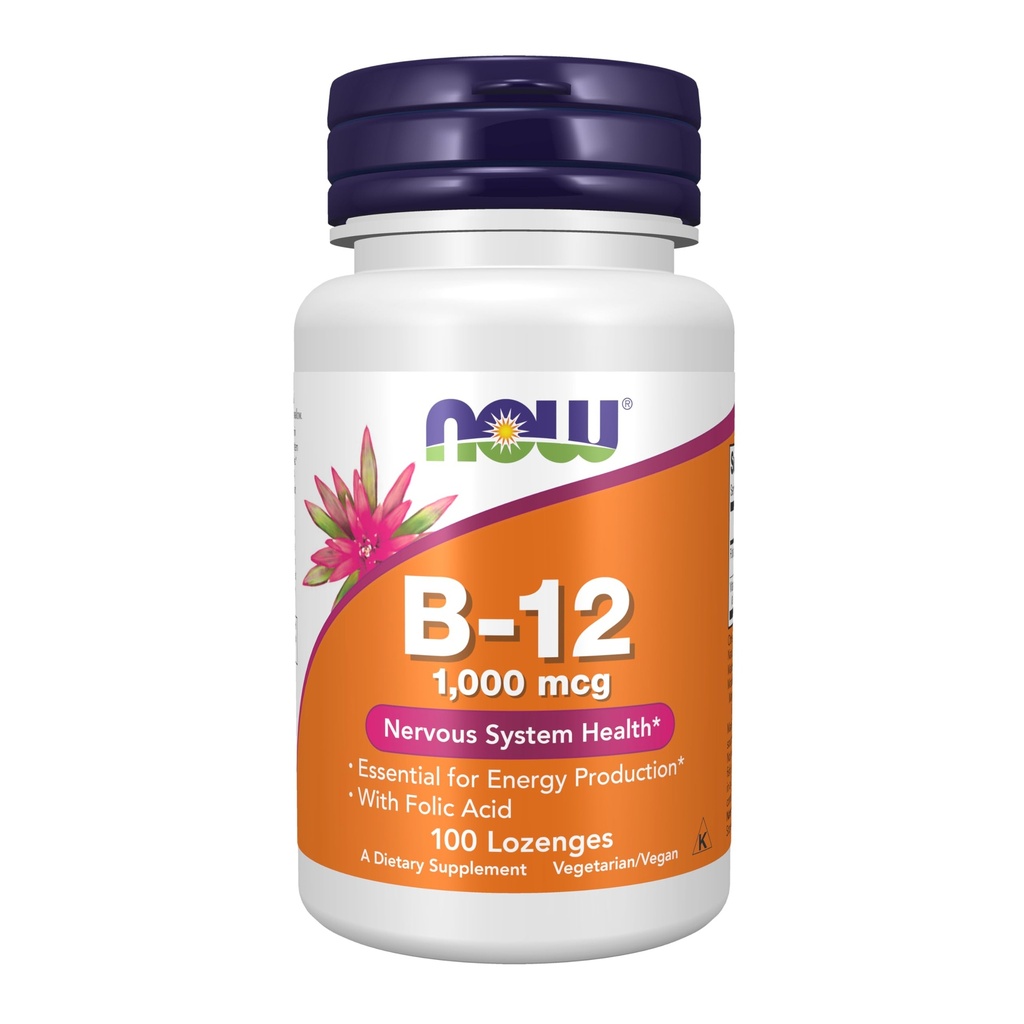 이제 보충제, 비타민 B-12 1,000 mcg Folic 산, 신경 시스템 건강 *, 100 킬레이트 Lozenges