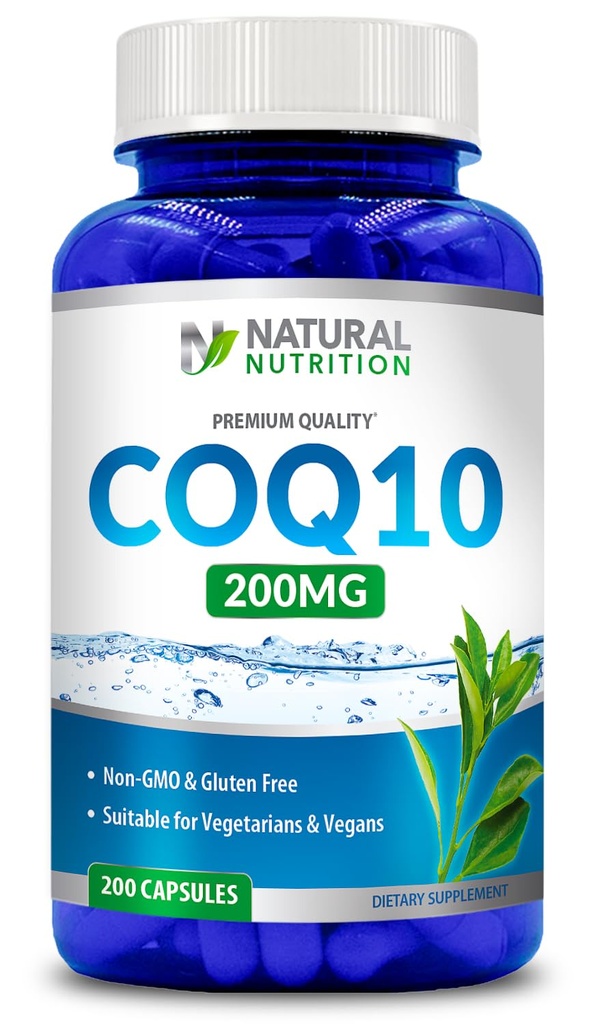 일반 천연 비타민 Coq10 200mg, 200 캡슐, 빠른 흡수 - 글루텐 무료 및 비 GMO