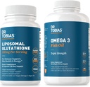 Tobias Omega 3 Fish Oil and Liposomal Glutathione 박사 - 면역 기능, 피부 건강 및 영양 흡수 지원 - Non-GMO