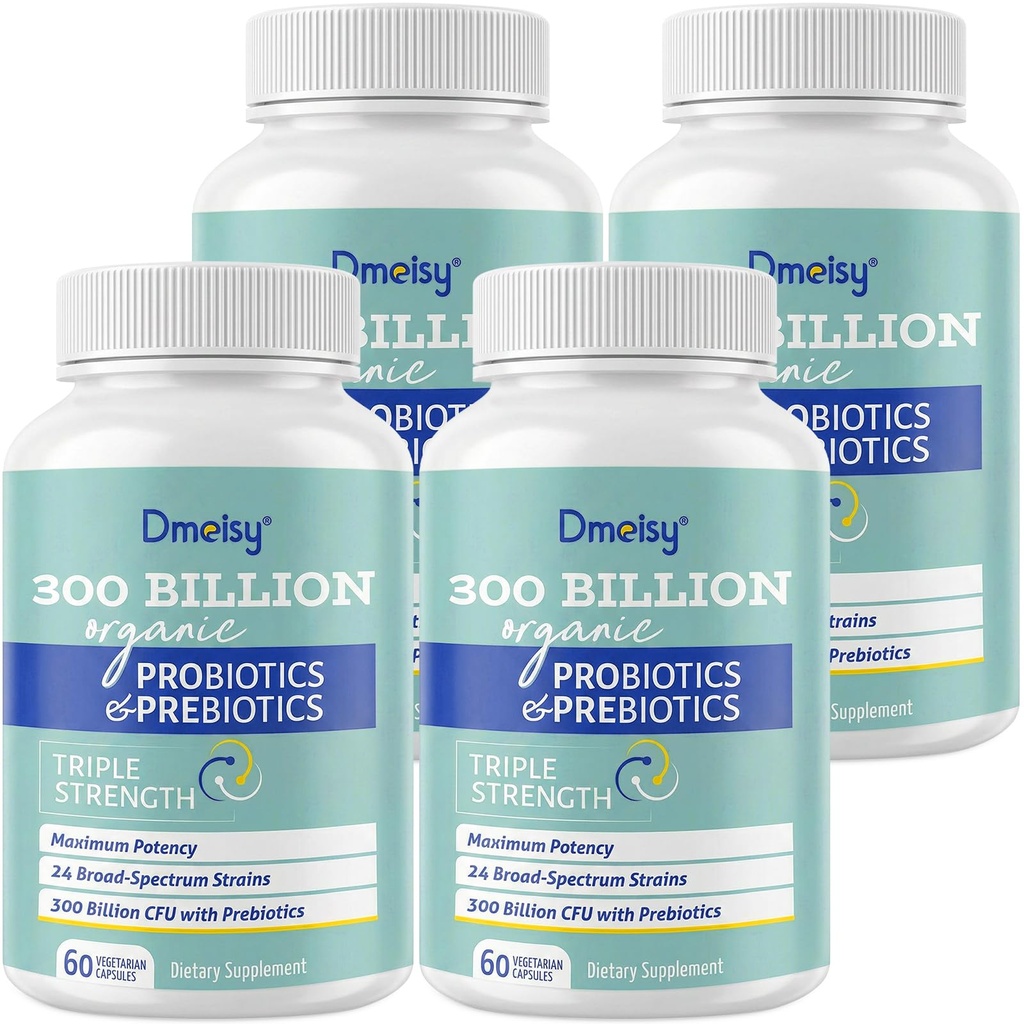 여성과 남성을위한 프로 바이오 틱스, 300 억 CFU 24 Strains Probiotics + 15 유기 허브 프리 바이오 틱스 혼합, 다이제스트 면역 및 전체 바디 건강에 대한 안정 식 보충, 8 개월 공급