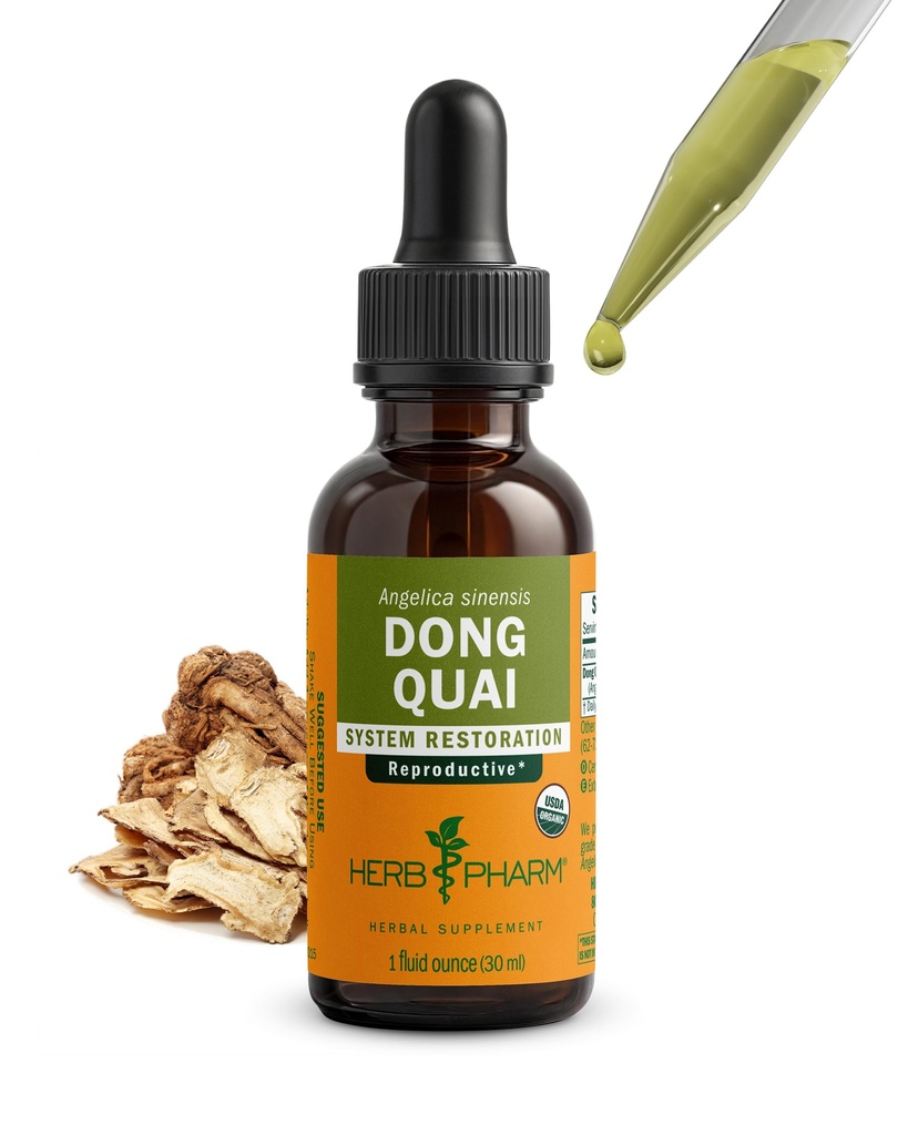 여성 재생 시스템 지원을위한 허브 Pharm Dong Quai 액체 추출물, 1 Fl Oz