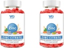VITA GLOBE 아연 시트 레이트 Gummies – 50mg 매일 아연 보충 | 면역 체계 & 피부 건강 지원 | Vegan, 성인 & 아이를 위한 비 GMO Chewable Gummy 비타민 – 96 조사 (포장 2)