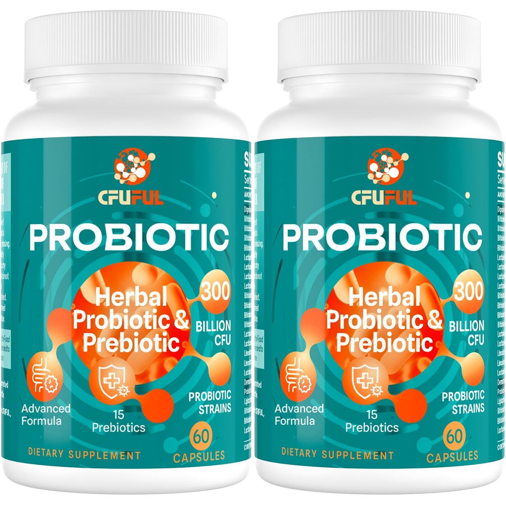 여성 및 남성을위한 Probiotics - 300 억 CFU, 24 Strains Probiotic + 15 유기 허브 Prebiotics 혼합, 전반적인 소화 Gut 건강, 면역, 변비 및 부유, 선반 안정 - 4 개월 공급