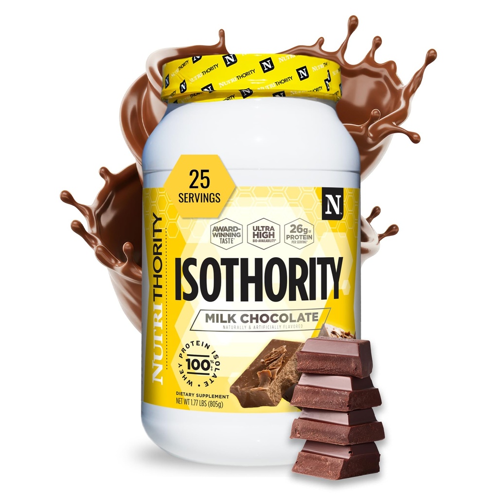 Isothority Whey Protein Isolate, 밀크 초콜릿, 2 lb - 매우 흡수성 분지 체인 아미노산 (BCAA) 25g Protein Per 서빙 당, 낮은 Carb - 근육 및 가속 회복