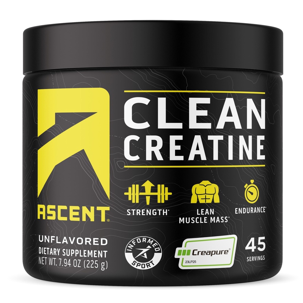 Ascent Clean Creatine Monohydrate Powder - 서빙 당 5G, Creapure Supplement - Unflavored, 45 서빙