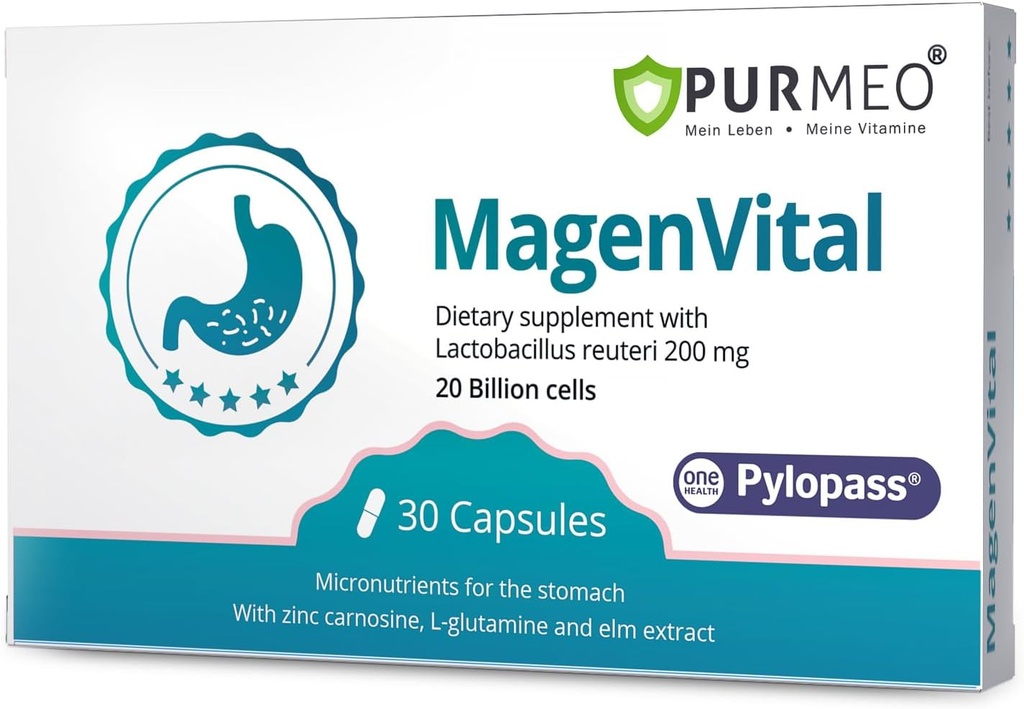 1 높은 효능 H. Pylori 치료 Probiotics 5 - Gastritis 지원 - 하루 1 - Pylopass Lactobacillus Reuteri DSM17648 - 냉동 필요 없음 - 독일에서 만든