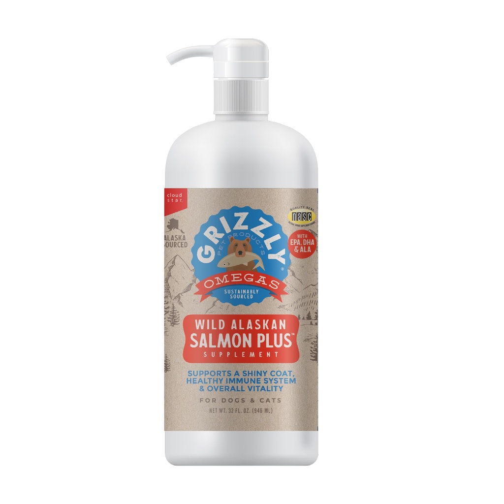 Grizzly 애완 동물 제품 Salmon 플러스 오메가 3-6-9 개와 고양이를위한 식품 보충, 32 Ounce