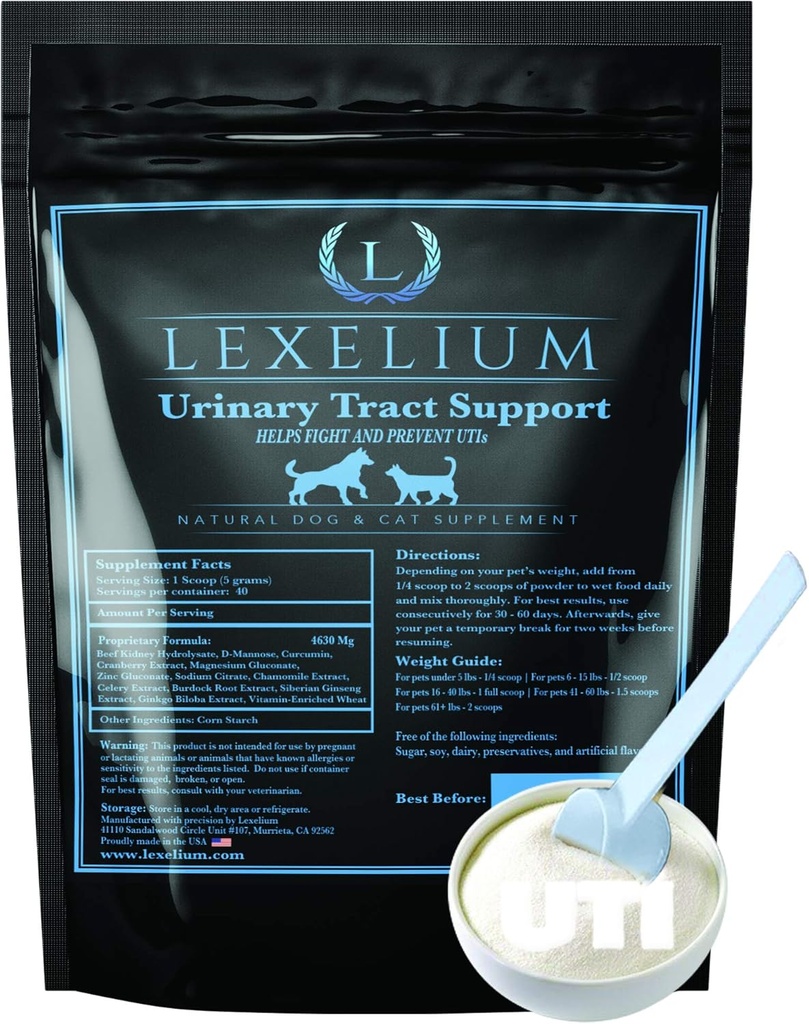 유기 Urinary Tract 감염 UTI는 개와 고양이에 대한 지원 - Cranberry, D Mannose 및 Curcumin로 지정 - Kidney & Bladder 기능 최적화 - Kidney/Bladder Stone을 예방할 수 있습니다 - 200 G