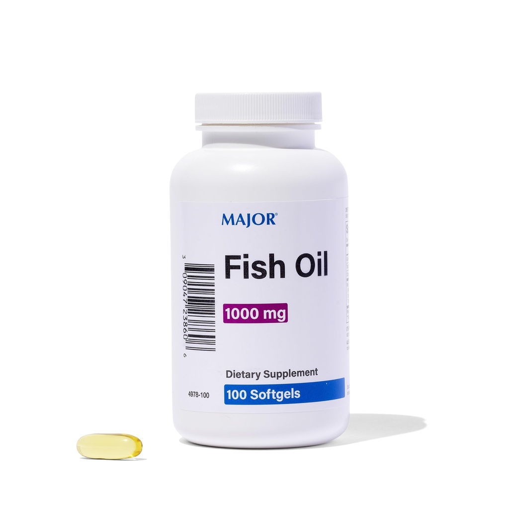 MAJOR Omega-3 물고기 기름 - 어유 보충교재 1000mg - 100 Softgels (1 팩)