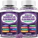 Elderberry Gummies Immune 지원, 어린이 및 성인을위한 일일 지원, Sambucus Elderberry, 아연, 비타민 C, D3, B6, B12, 플러스 - 다이어트 보충 - 140 조사