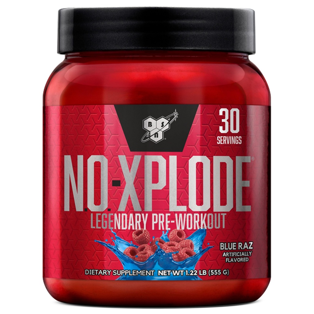 BSN N.O.-XPLODE 사전 운동 분말, Creatine 및 Beta-Alanine, 맛이있는 남성과 여성을위한 에너지 보충 : 블루 Raz, 30 서빙