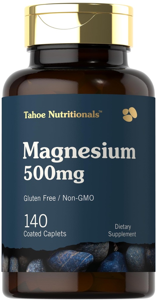 타호 영양 마그네슘 | 500mg | 140 코팅 캡렛 | 비 GMO 및 글루텐 무료 보충