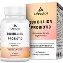 300 억 CFU Probiotics - 여성과 남성을위한 Probiotics, 12 Probiotic Strains Plus Prebiotic, Immune & Digestive, Gut Health, Gas Bloating, 선반 안정 - 60 캡