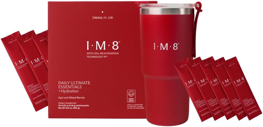 IM8 Beckham Stack Set, Longevity NAD 보충 & Essentials All-in-One Multivitamin 보충 분말, 노화 방지 및 전반적인 웰빙 (30 서빙, Beckham Stack - 여행 세트)