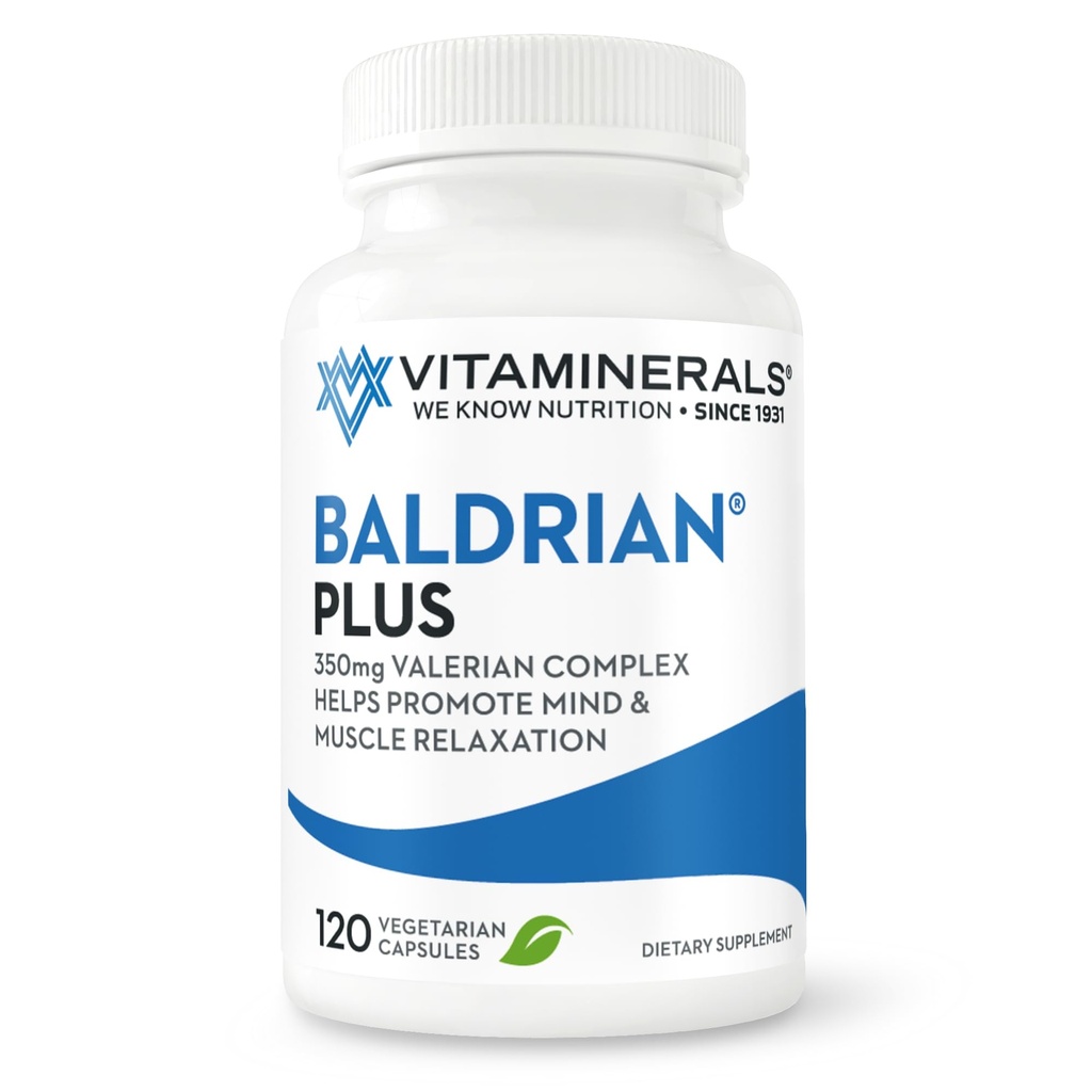 Vitaminerals 33+ Baldrian® Plus Natural Relaxing Support 표준화 된 발레란 추출물 (120)