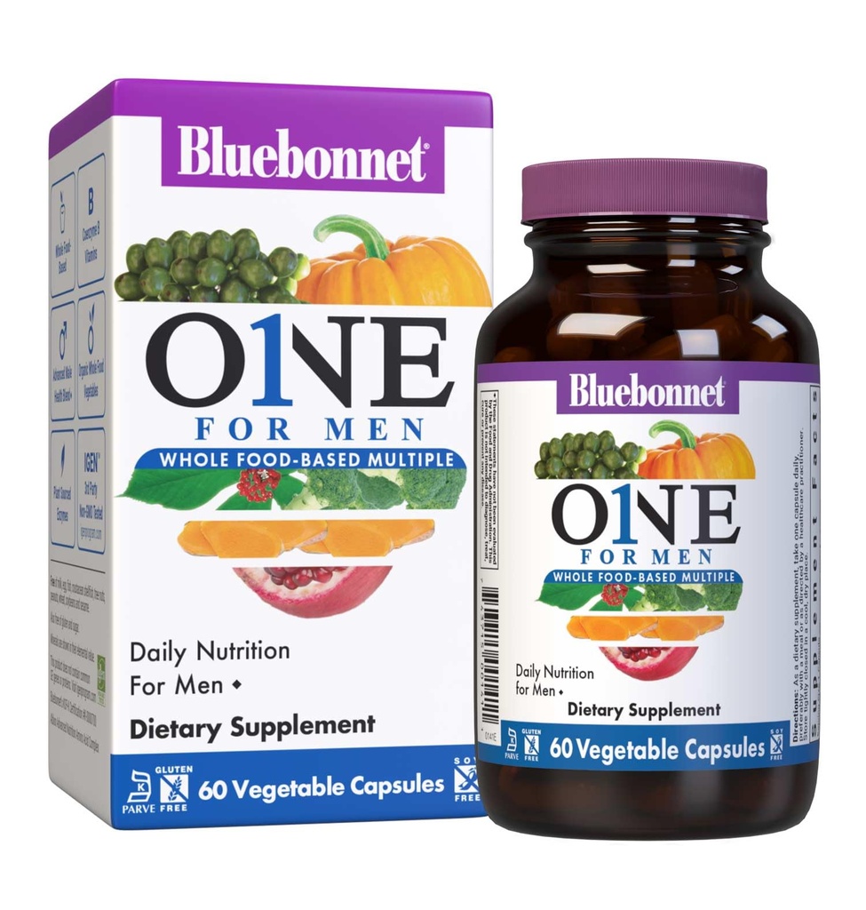 Bluebonnet 영양 남자의 한 야채 캡슐, 전체 음식 여러, K2, 유기, 에너지, 활력, 비 GMO, 글루텐, 콩 & 우유 무료, 고셔, 3 개월 공급, 90 카운트