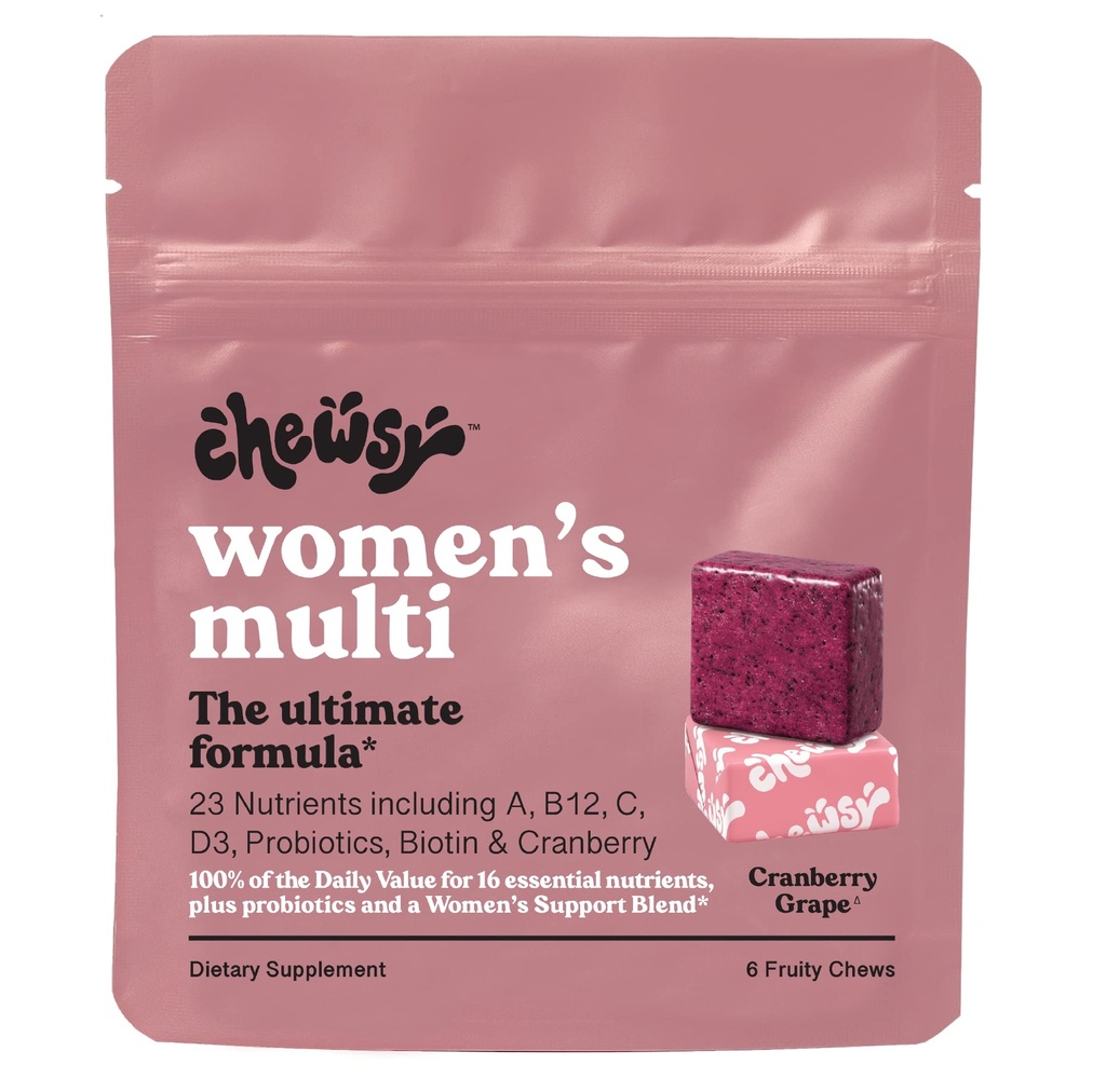 Chewsy - 여성 멀티 비타민 Chews - 면역 및 에너지 지원, 비타민 C, B12, A, D, E, Folic 산, Probiotics, Biotin - 6 일 공급
