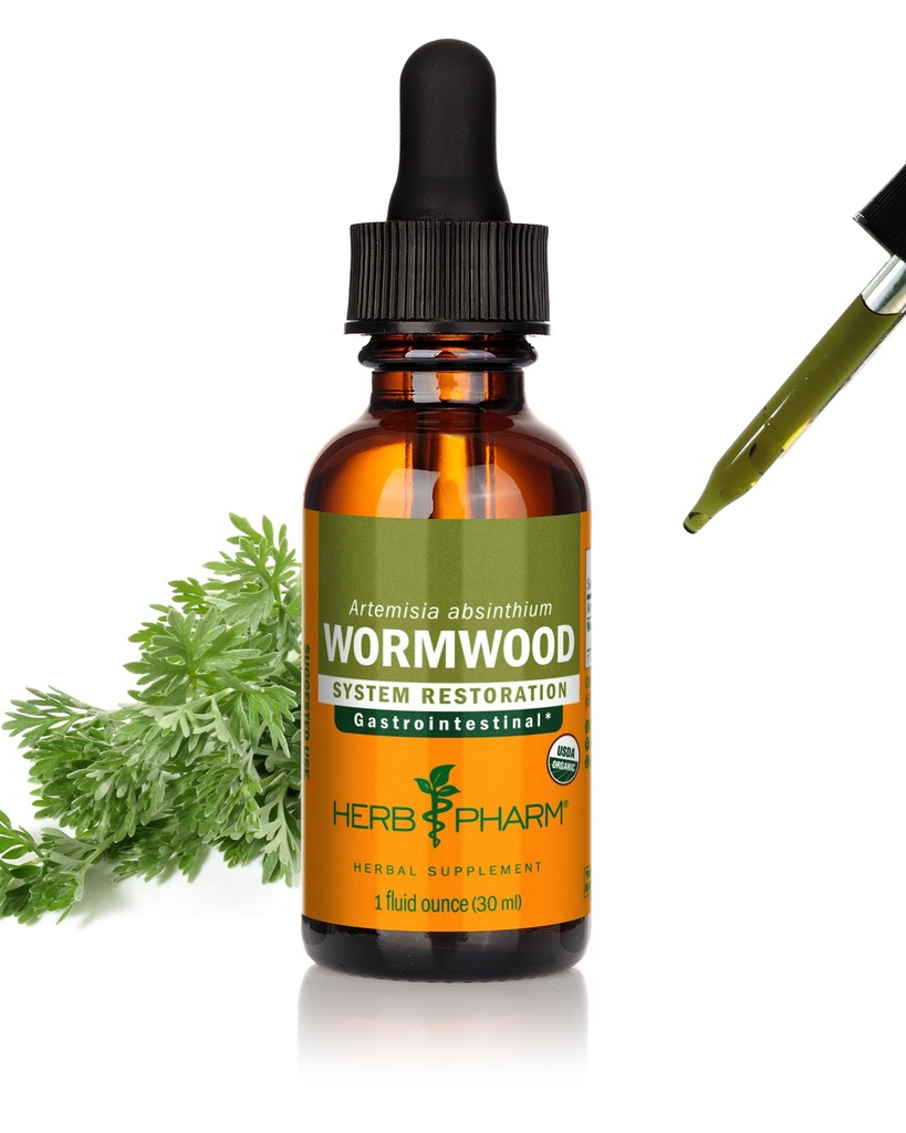 허브 Pharm은 소화 시스템 지원을위한 유기 Wormwood 액체 추출물 - 1 Ounce