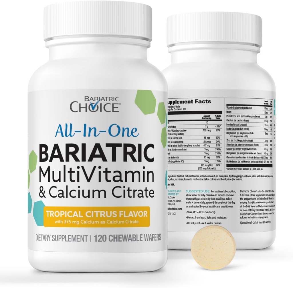 철과 칼슘 시트레이트, 열대 감귤류 (120ct)와 Bariatric MultiVitamin