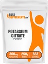 BulkSupplements.com 칼륨 구연산염 분말 - Hydration 지원, 무기물 보충교재, 칼륨 99mg - 글루텐 무료, 서빙 당 300mg, 250g (8.8 oz) (팩 1)