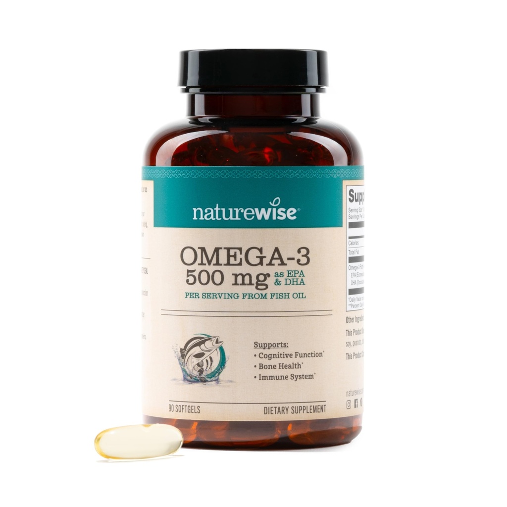 NatureWise Omega 3 물고기 기름 - 알약 당 500 mg - EPA & DHA - 면역 지원, 뇌 건강 & 최선 웰니스 - 글루텐과 콩 자유로운, 비 GMO - 90 Softgels [3-달 공급]