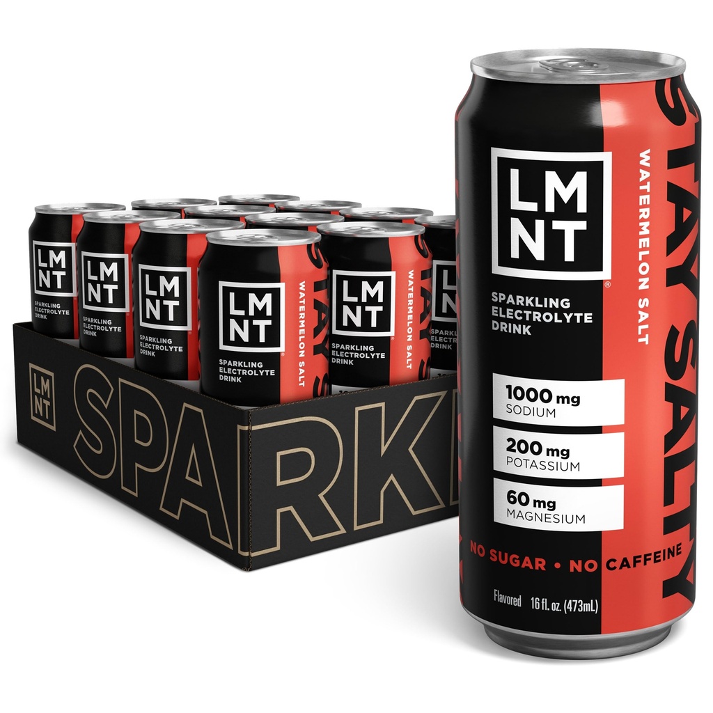 음료 LMNT Sparkling Electrolyte 음료 - 수박 소금 | 12-Count