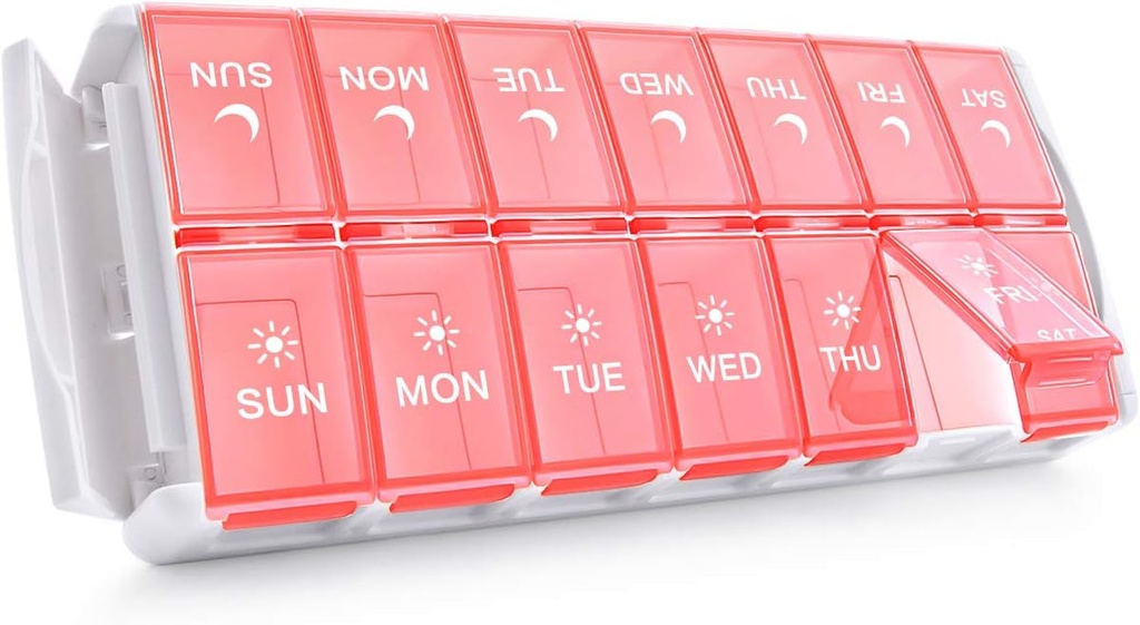 TookMag Weekly Medicine Pill 주최자 2 Times Day, Easy Fill AM PM Pill Box, 대용량 Quick-Refill 7 Day Pill Case for Pills/Vitamin/Fish Oil/Supplements (특허 출원)