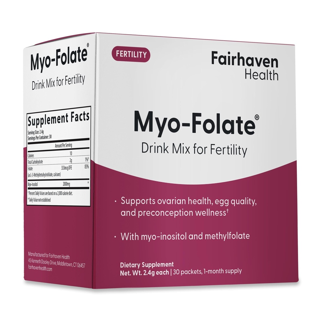 여성을위한 Fairhaven 건강 Folate 및 Myo Inositol 분말 - 1 일, 여성 불임 보충, Ovarian 건강 및 계란 품질 - 2000 mg Myo-Inositol 및 333 mcg Methylfolate - 30 스틱 팩