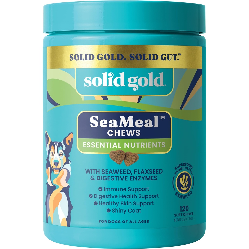단단한 금 고양이 & 개 Multivitamin Chews - Kelp, 오메가 3 & 치과, 소화, 면역, 피부 & 외투 건강을 위한 비타민 - 개 & 고양이를 위한 다 비타민 - 모든 나이를 위한 바다 Kelp 근거한 연약한 Chew - 120ct