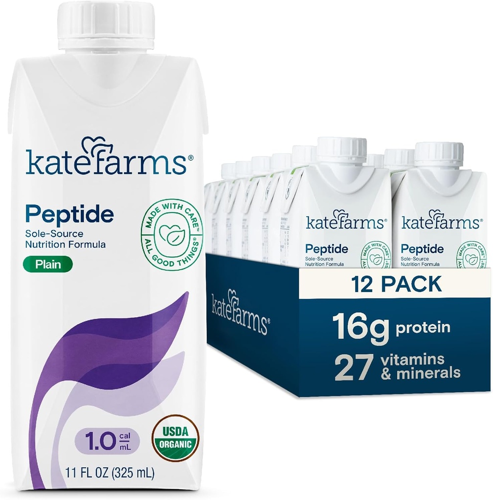 KATE FARMS 유기 성인 펩티드 1.0 공식, 평야, 유일한 근원, 구두 관 먹이를 위한 Hydrolyzed 식물 기초 영양, 11 Fl oz (12 팩)