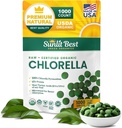 Sunlit Best USDA Organic Premium Chlorella Tablets 1000 Count | 단백질, Chlorophyll, 비타민, 미네랄이 100% 순수 염소 슈퍼 푸드 보충 교재 | 지원 건강, 웰빙